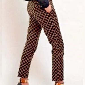 Women’s Banana Republic Camden Slim Geometric Stylish Blk & Tan Pant Size: OP